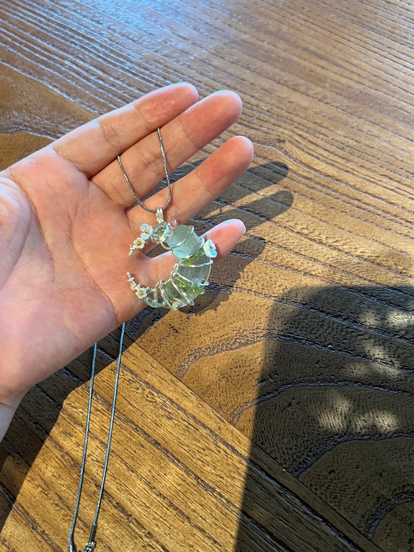 Moon Necklace - Simple Product Title Based on Given Information Unisex Green Jewelry Piece
