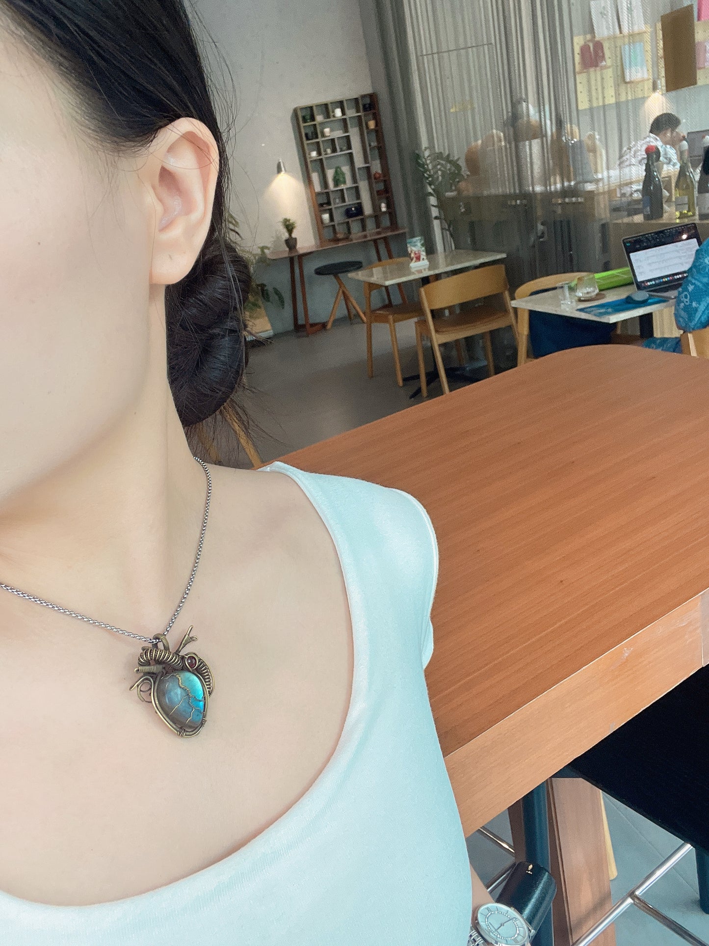 New Turquoise Necklace Handmade Unisex Women's Gift for Her Anniversary Present Youth Style Unique Design Female Jewelry