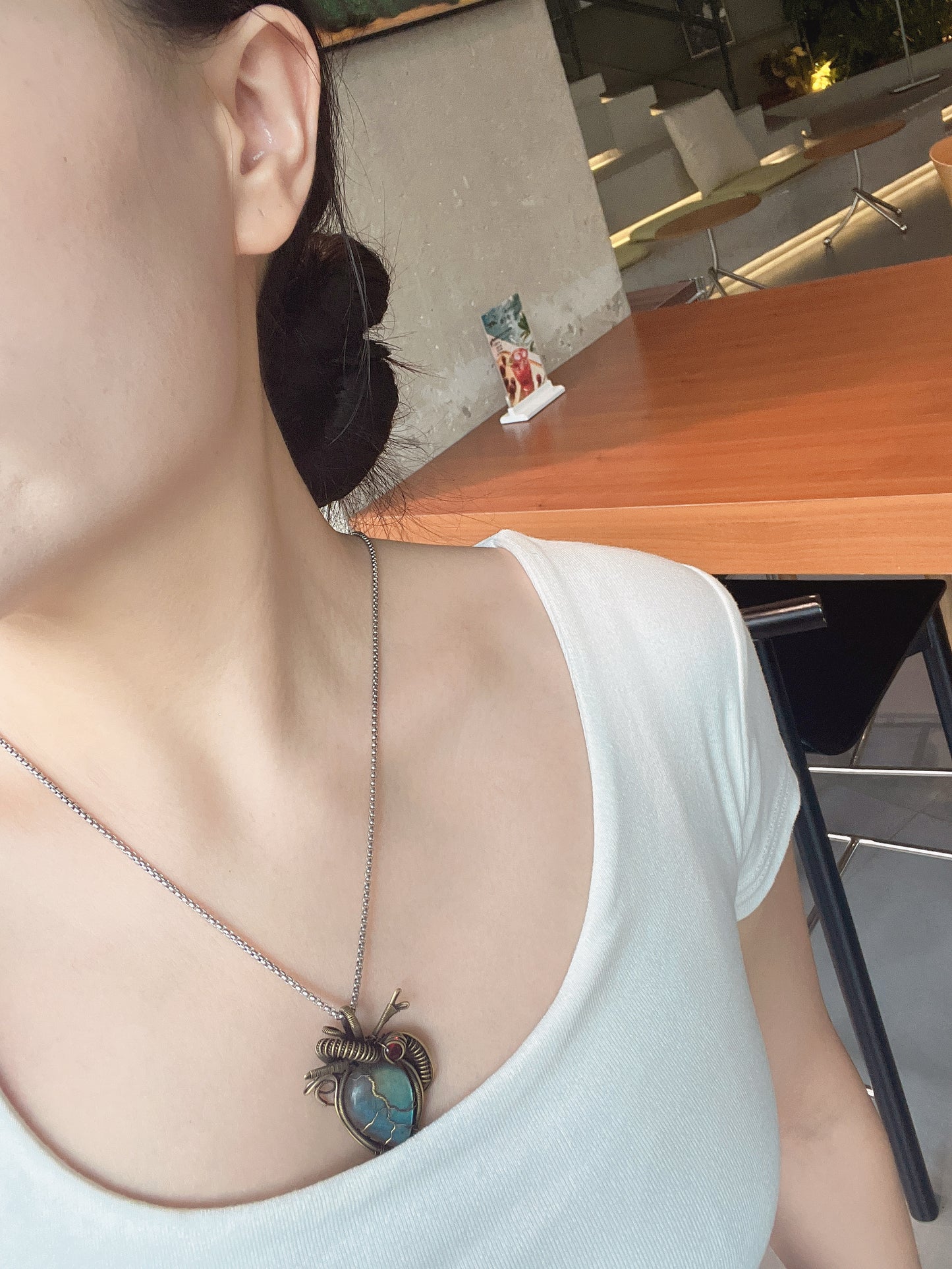 New Turquoise Necklace Handmade Unisex Women's Gift for Her Anniversary Present Youth Style Unique Design Female Jewelry