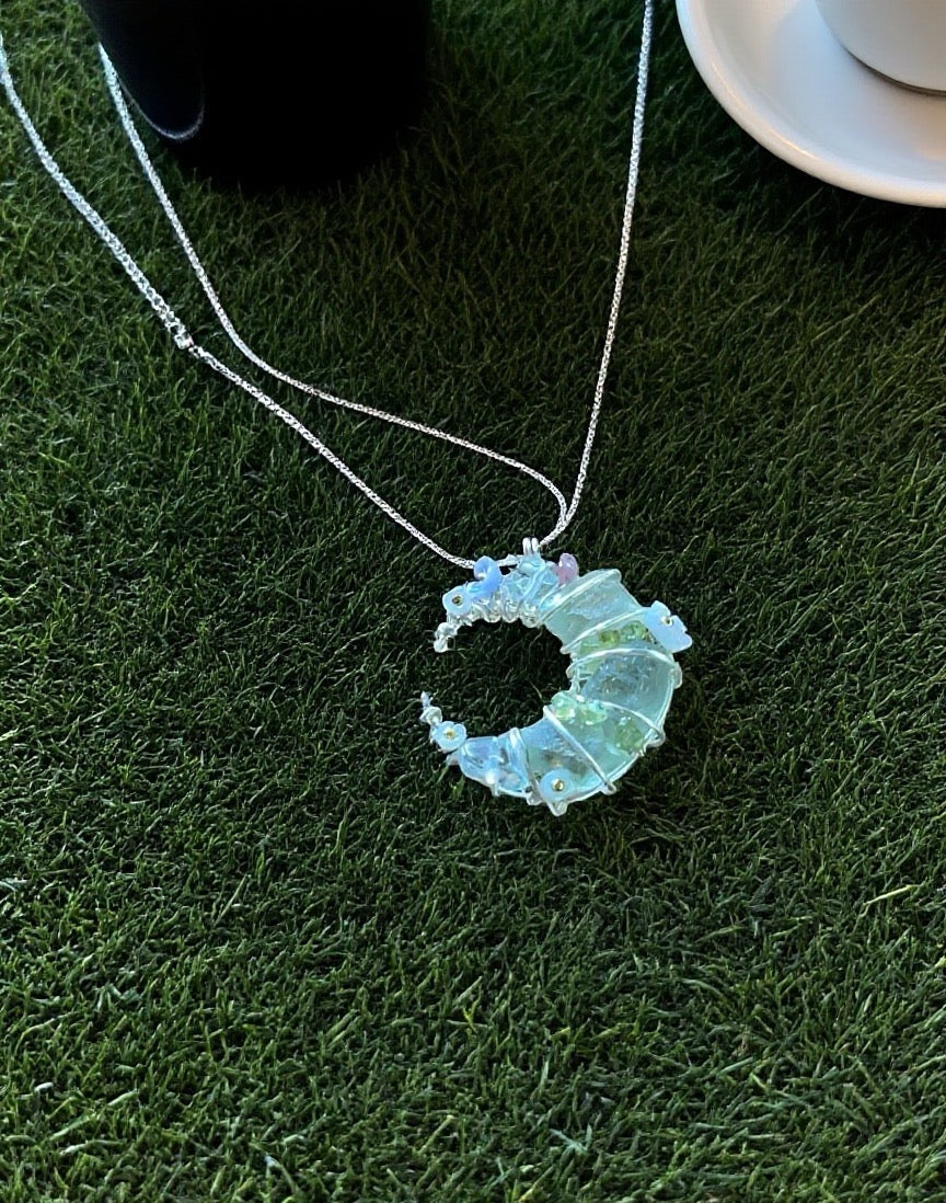 Moon Necklace - Simple Product Title Based on Given Information Unisex Green Jewelry Piece