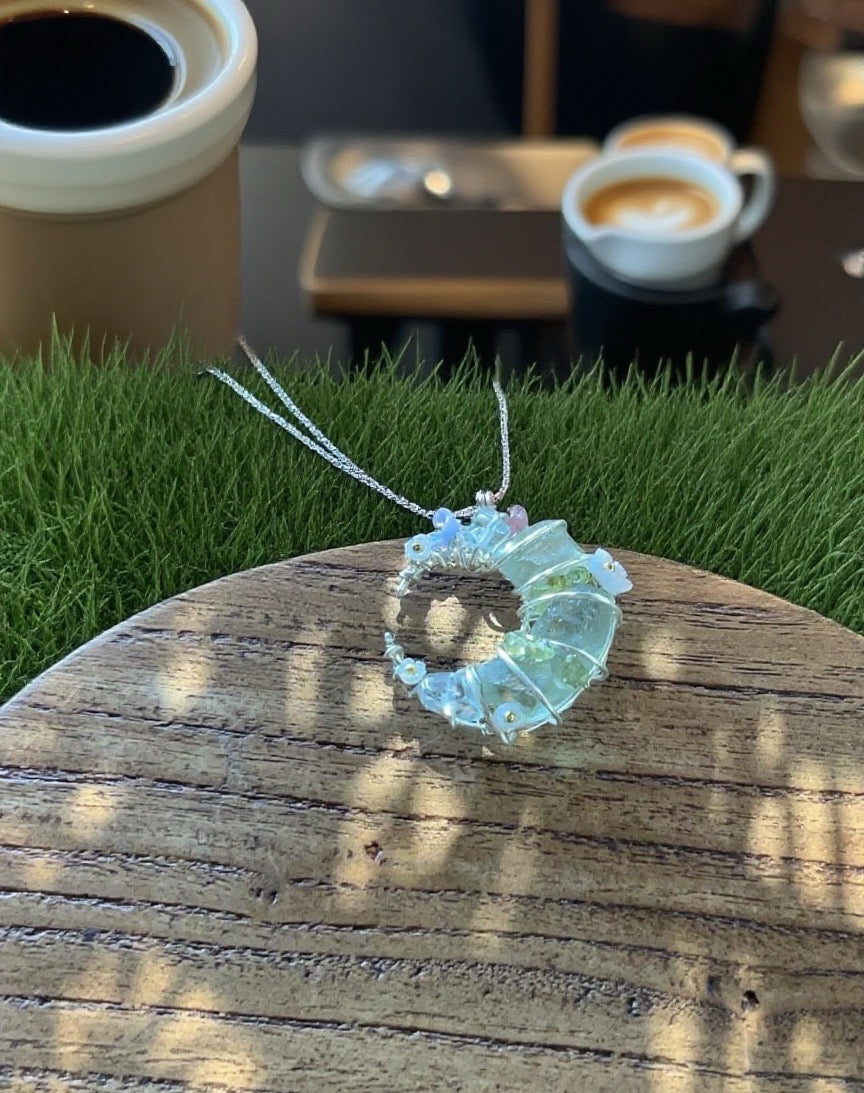 Moon Necklace - Simple Product Title Based on Given Information Unisex Green Jewelry Piece