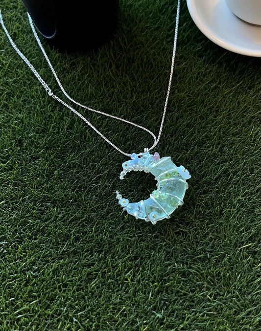 Moon Necklace - Simple Product Title Based on Given Information Unisex Green Jewelry Piece